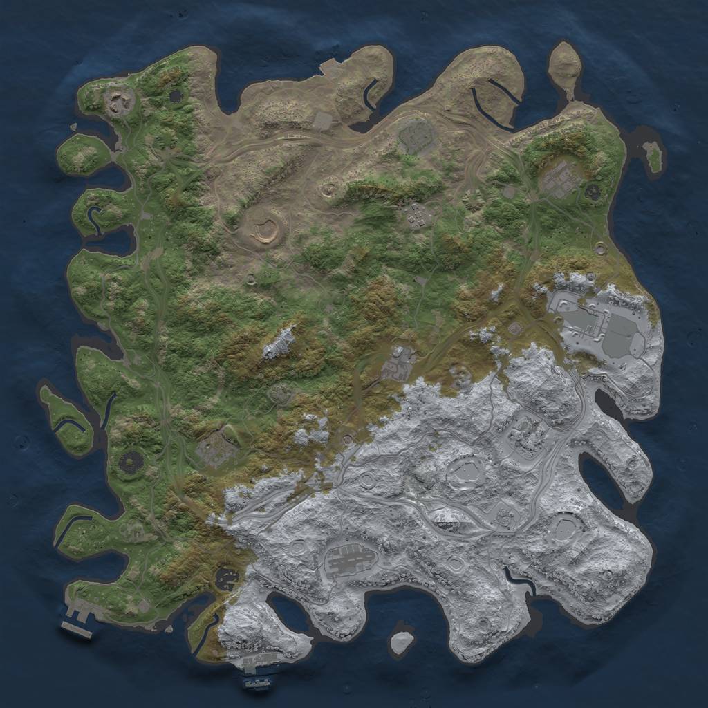Rust Map: Procedural Map, Size: 4500, Seed: 636244528, 19 Monuments