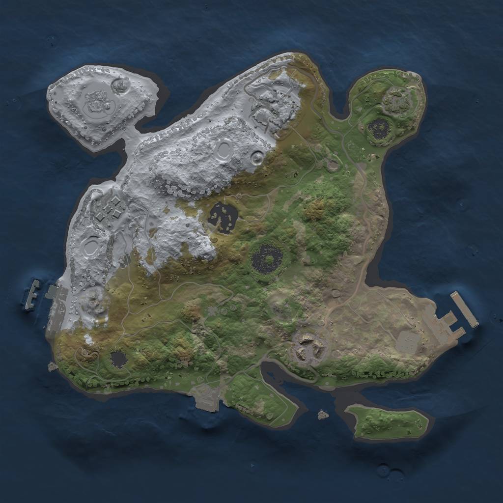 Rust Map: Procedural Map, Size: 2500, Seed: 731803535, 11 Monuments