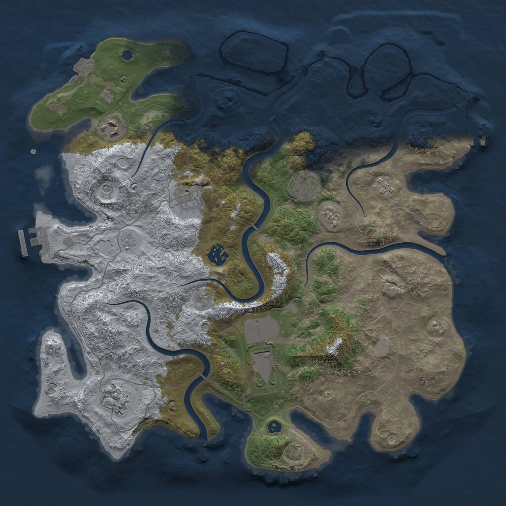 Rust Map: Procedural Map, Size: 3800, Seed: 48671, 13 Monuments