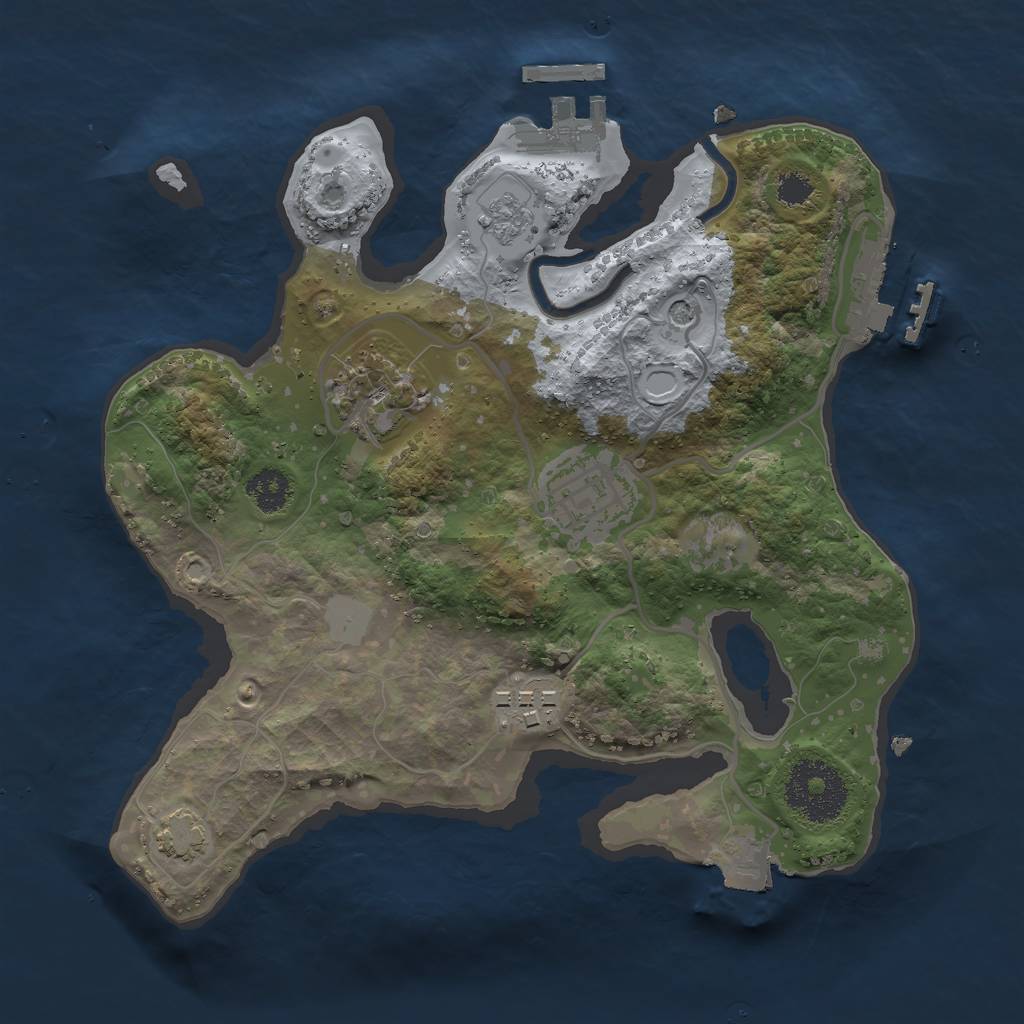 Rust Map: Procedural Map, Size: 2500, Seed: 1930575716, 11 Monuments