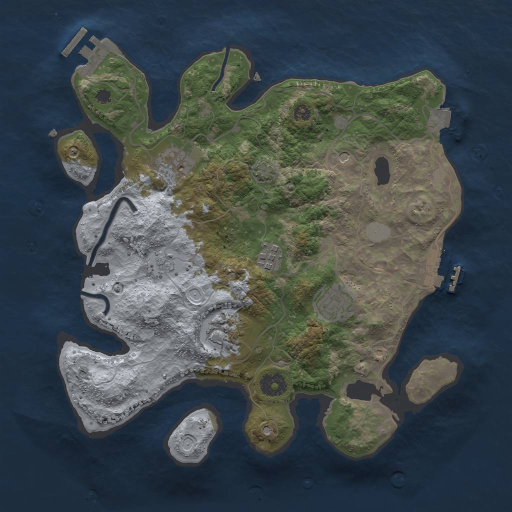 Rust Map: Procedural Map, Size: 3000, Seed: 1941946309, 12 Monuments