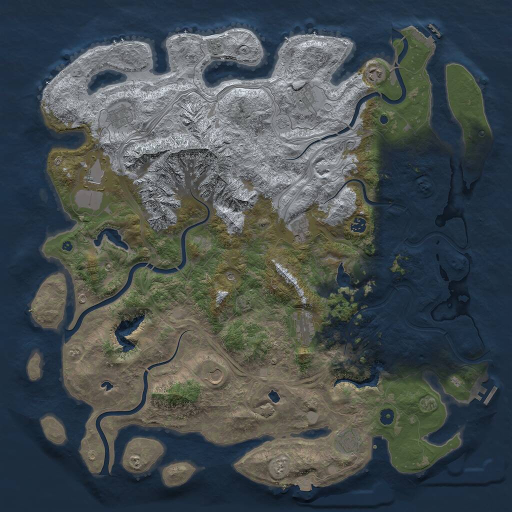 Rust Map: Procedural Map, Size: 5000, Seed: 1285278005, 16 Monuments