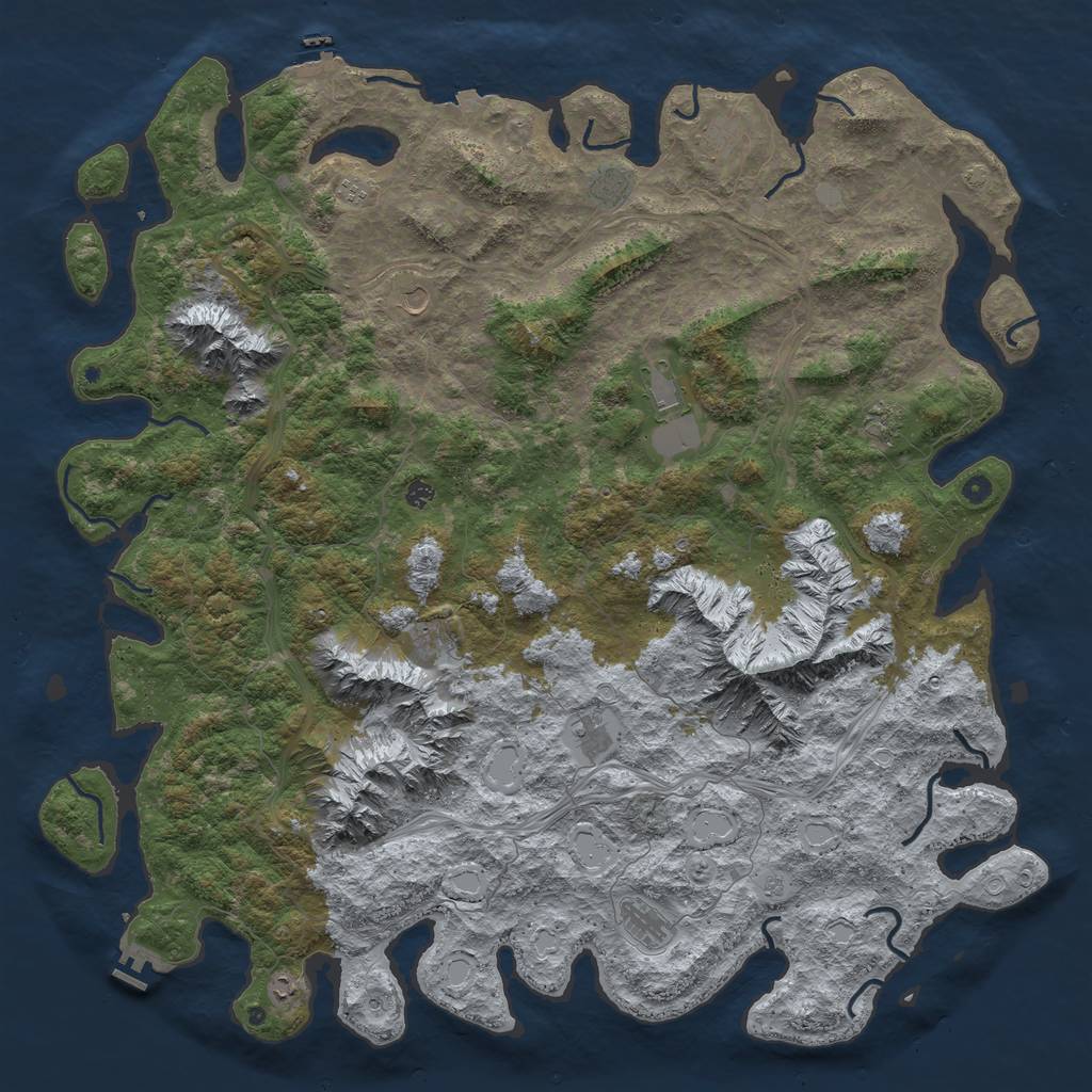 Rust Map: Procedural Map, Size: 6000, Seed: 67890, 19 Monuments