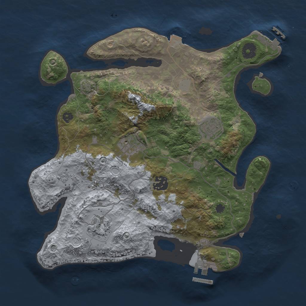 Rust Map: Procedural Map, Size: 3000, Seed: 721568, 11 Monuments