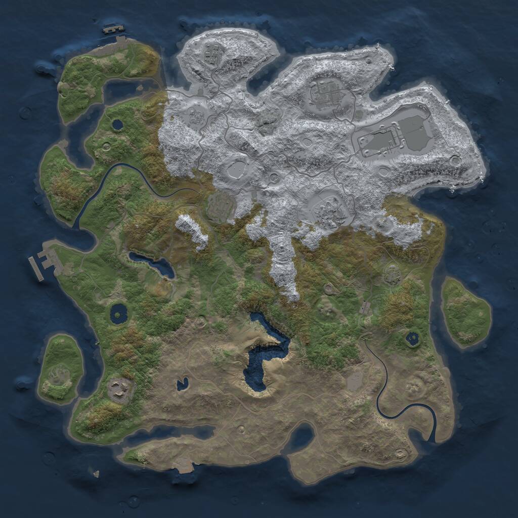 Rust Map: Procedural Map, Size: 4000, Seed: 13879534, 12 Monuments