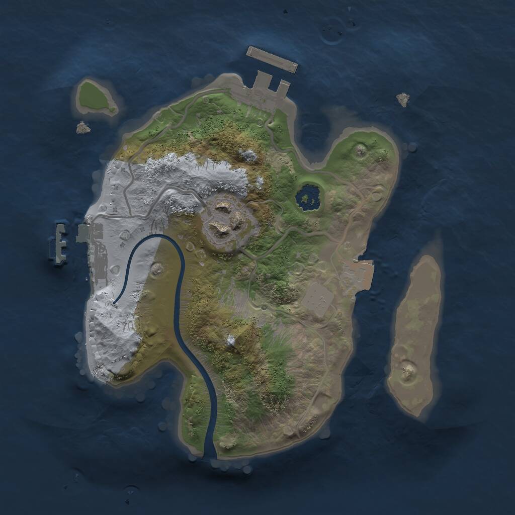 Rust Map: Procedural Map, Size: 2000, Seed: 2186485, 4 Monuments