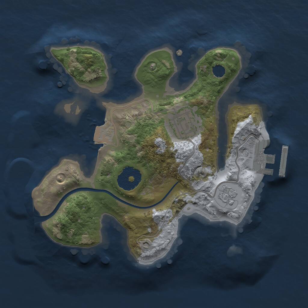 Rust Map: Procedural Map, Size: 2000, Seed: 448396930, 4 Monuments