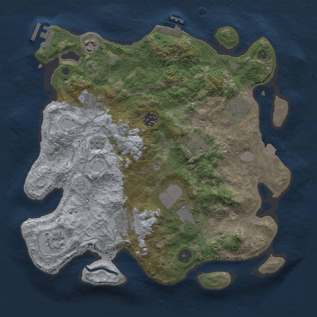 Rust Map: Procedural Map, Size: 3500, Seed: 21243012, 17 Monuments