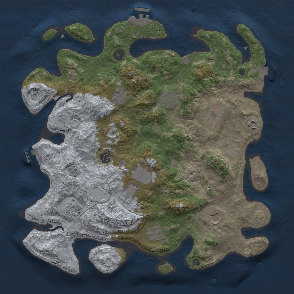 Rust Map: Procedural Map, Size: 4000, Seed: 1389169629, 18 Monuments