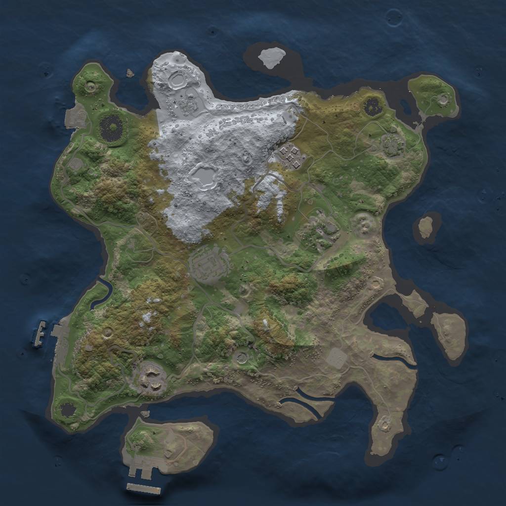 Rust Map: Procedural Map, Size: 3000, Seed: 1301847177, 12 Monuments