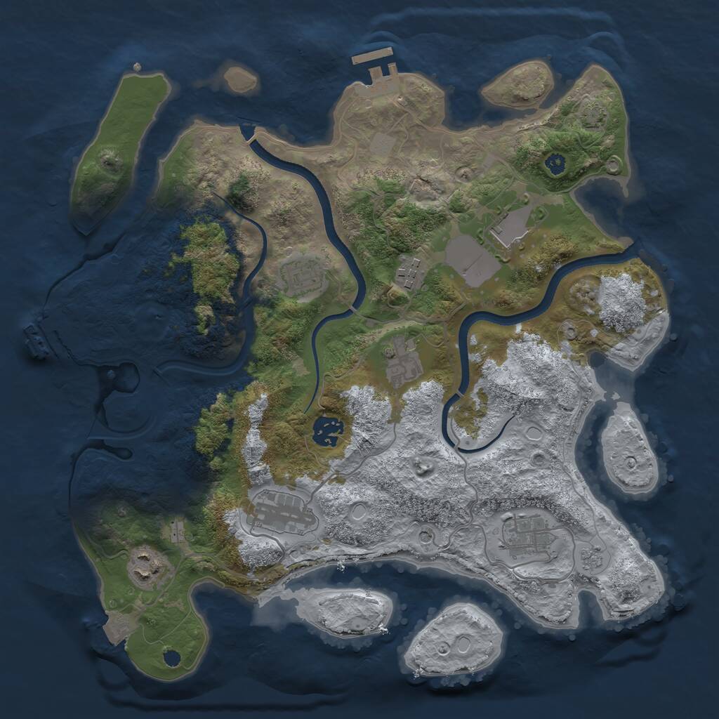 Rust Map: Procedural Map, Size: 3500, Seed: 2023568493, 14 Monuments
