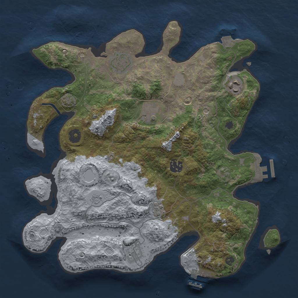 Rust Map: Procedural Map, Size: 3300, Seed: 61062346, 14 Monuments