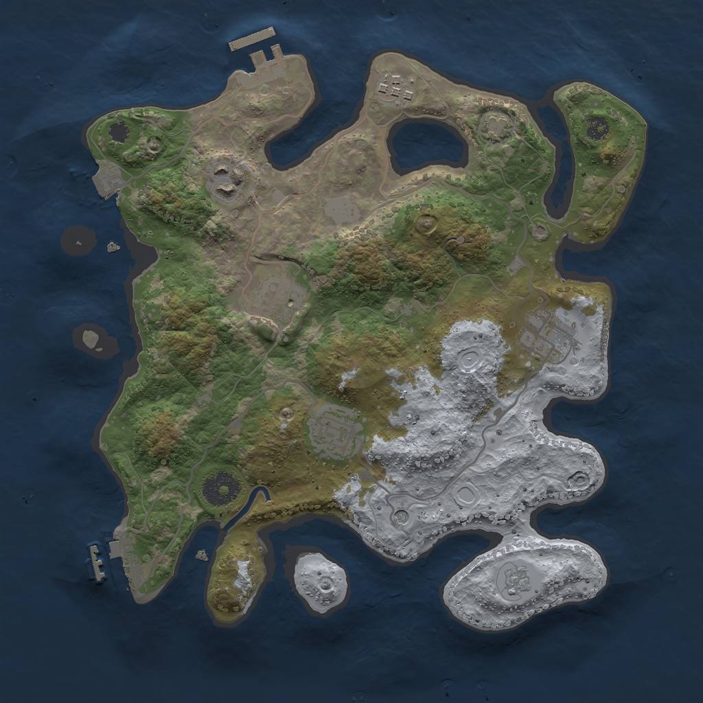 Rust Map: Procedural Map, Size: 3000, Seed: 739589229, 13 Monuments