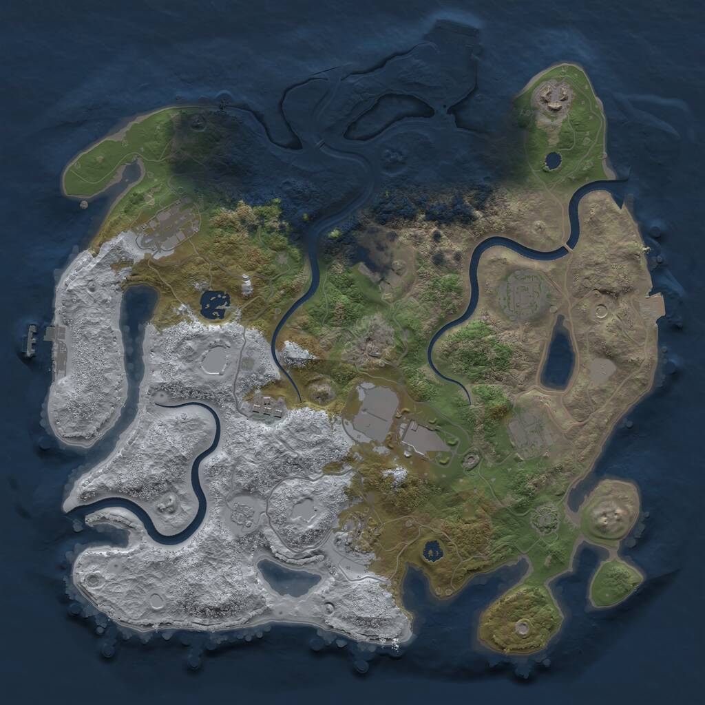 Rust Map: Procedural Map, Size: 3500, Seed: 309433350, 15 Monuments