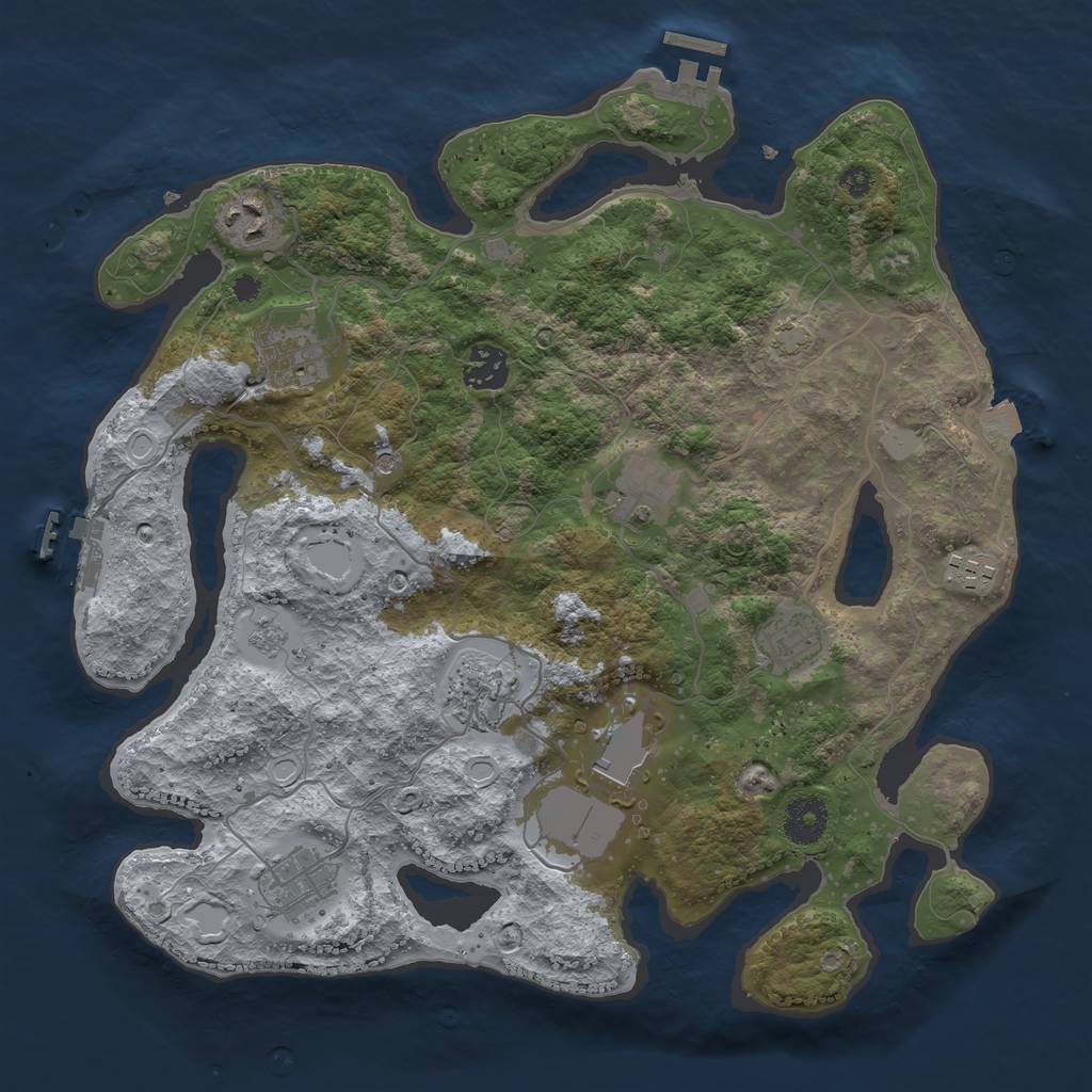 Rust Map: Procedural Map, Size: 3500, Seed: 309433350, 17 Monuments