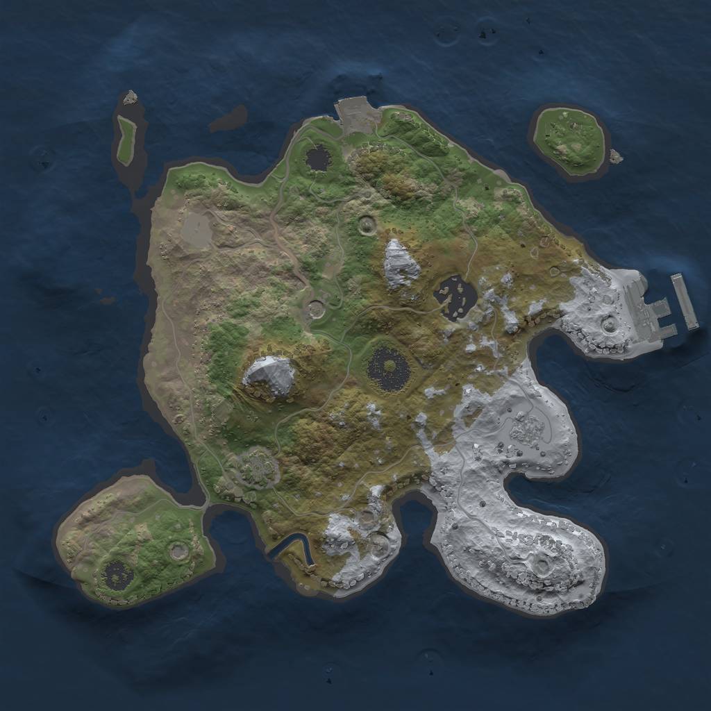 Rust Map: Procedural Map, Size: 2500, Seed: 1266016964, 8 Monuments