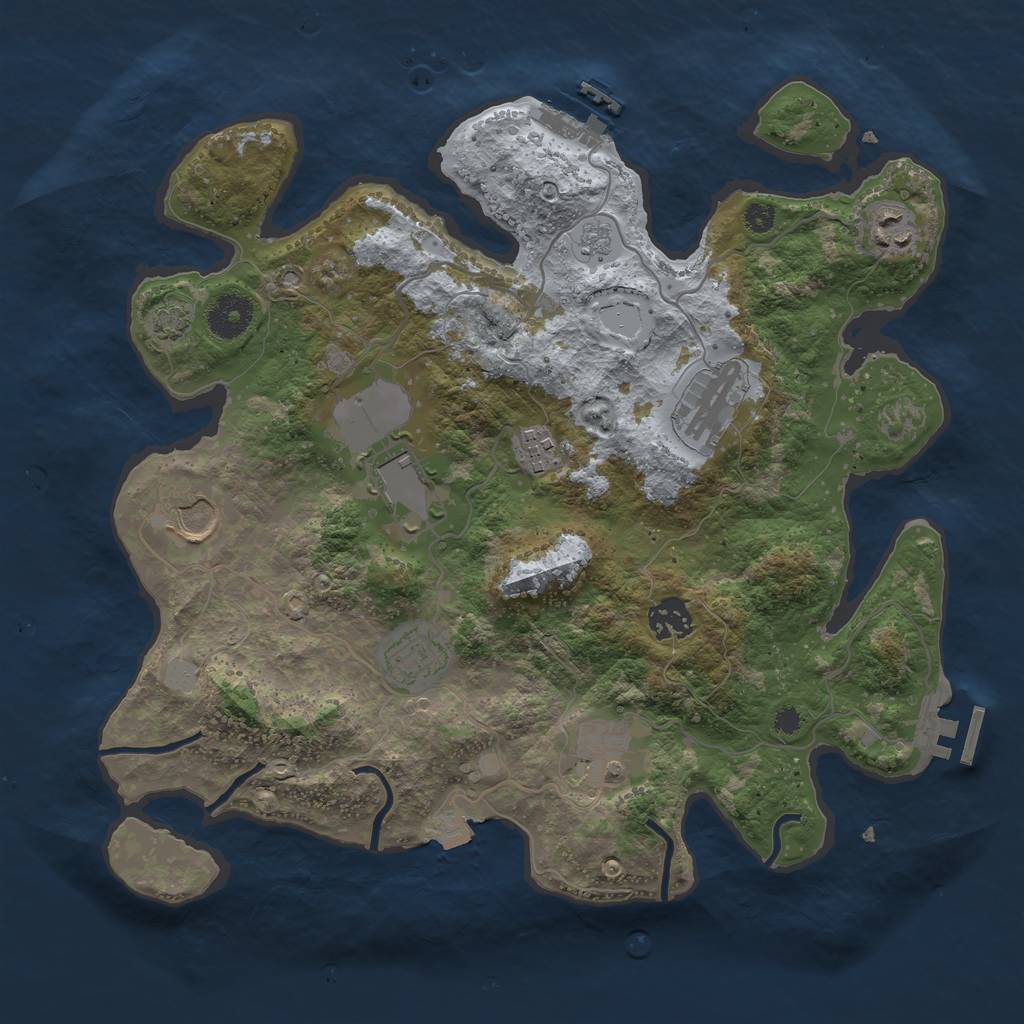Rust Map: Procedural Map, Size: 3500, Seed: 494888896, 15 Monuments