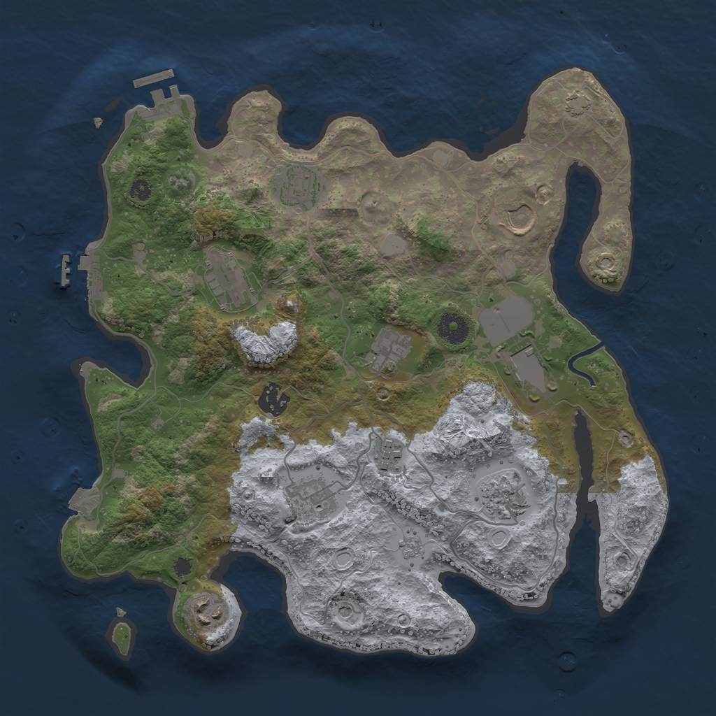 Rust Map: Procedural Map, Size: 3500, Seed: 811816247, 18 Monuments