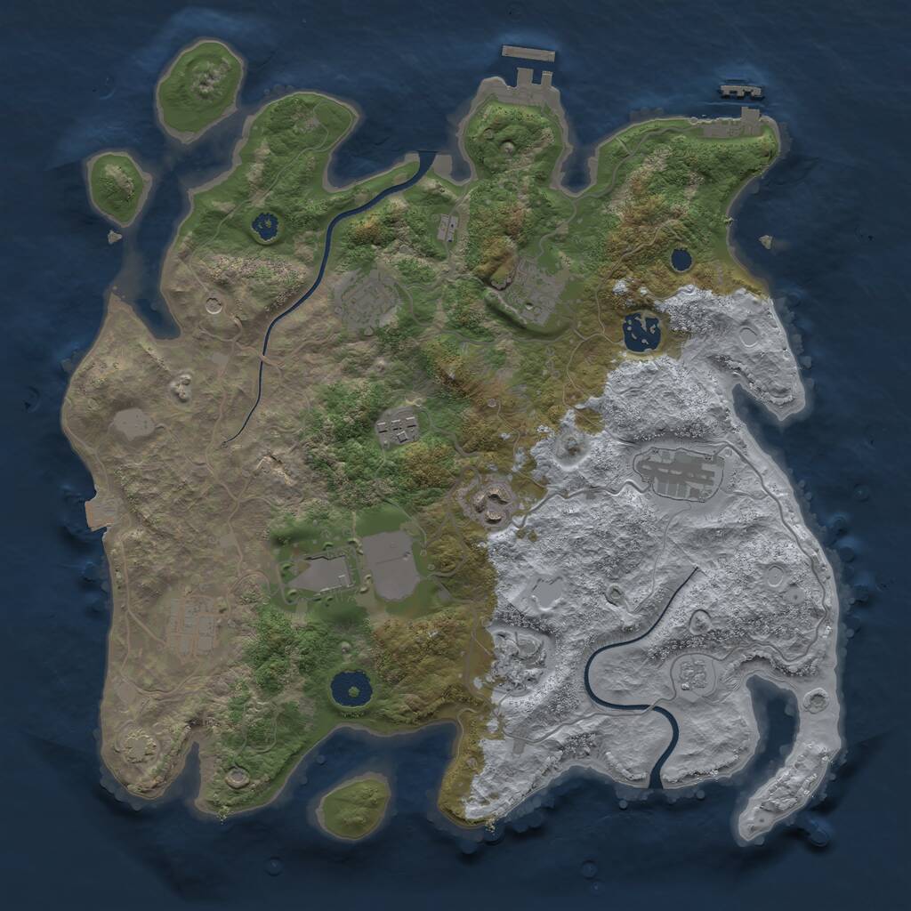 Rust Map: Procedural Map, Size: 3500, Seed: 463081167, 15 Monuments