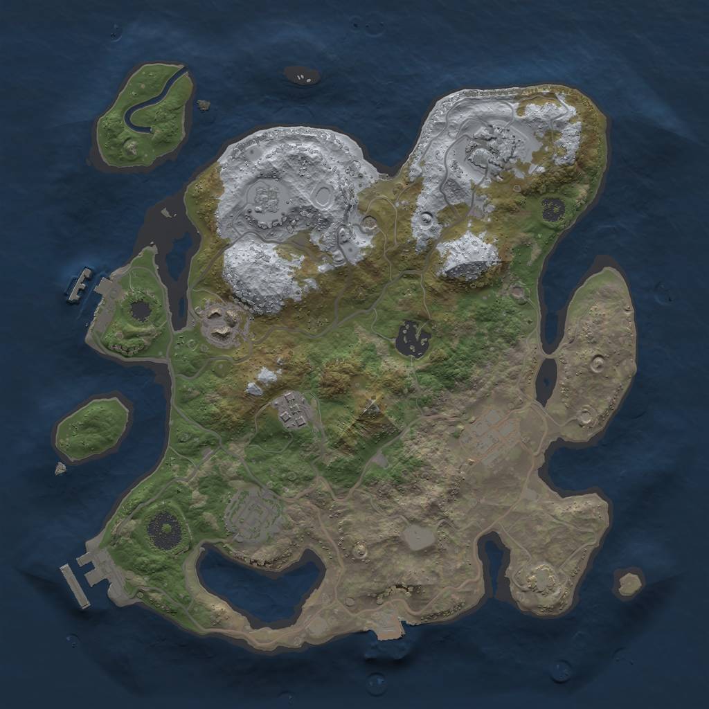 Rust Map: Procedural Map, Size: 3000, Seed: 32250, 14 Monuments