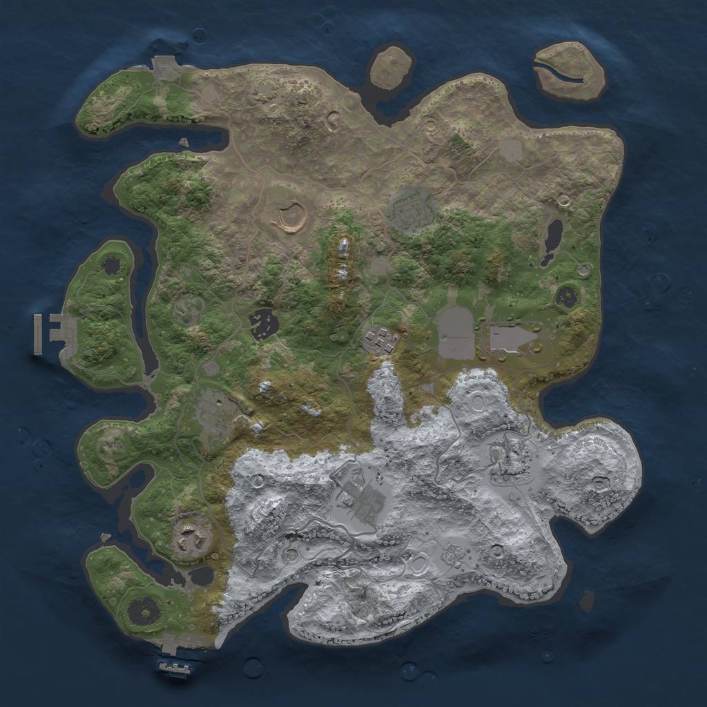 Rust Map: Procedural Map, Size: 3500, Seed: 2104940298, 17 Monuments