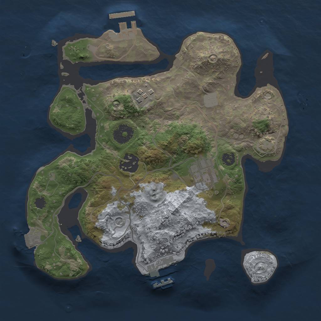 Rust Map: Procedural Map, Size: 2500, Seed: 353168233, 10 Monuments