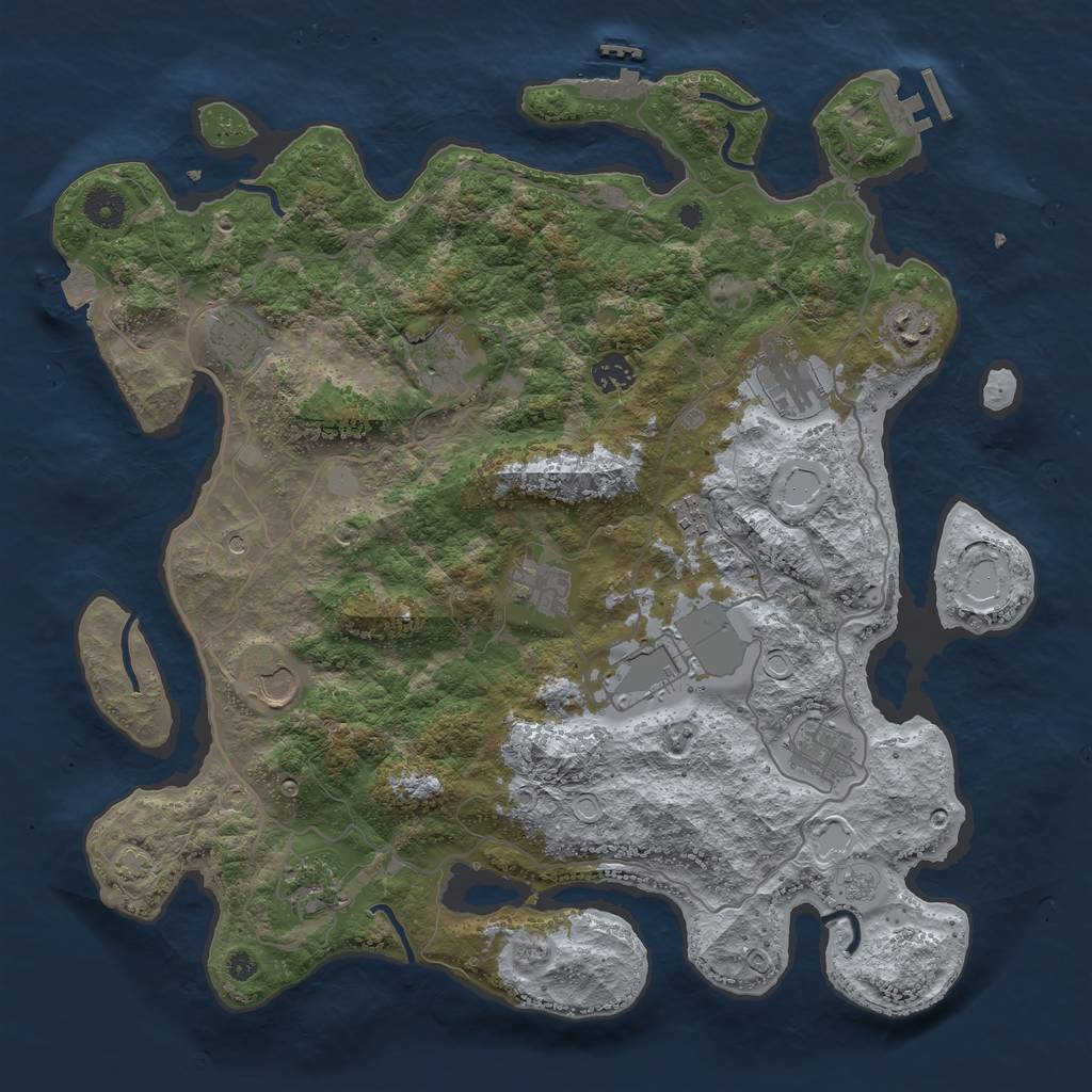 Rust Map: Procedural Map, Size: 4000, Seed: 1690737839, 19 Monuments