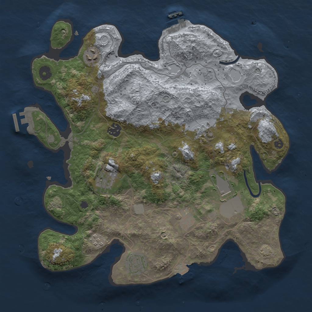 Rust Map: Procedural Map, Size: 3500, Seed: 1840675039, 16 Monuments