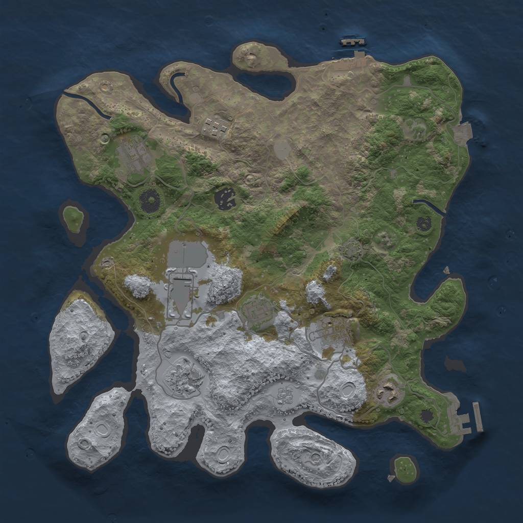 Rust Map: Procedural Map, Size: 3500, Seed: 1082310419, 16 Monuments