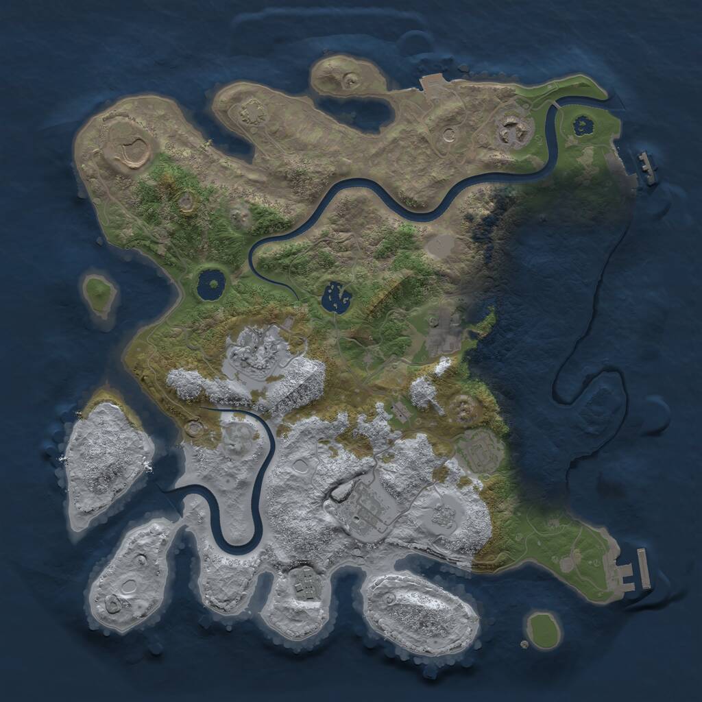 Rust Map: Procedural Map, Size: 3500, Seed: 1082310419, 14 Monuments