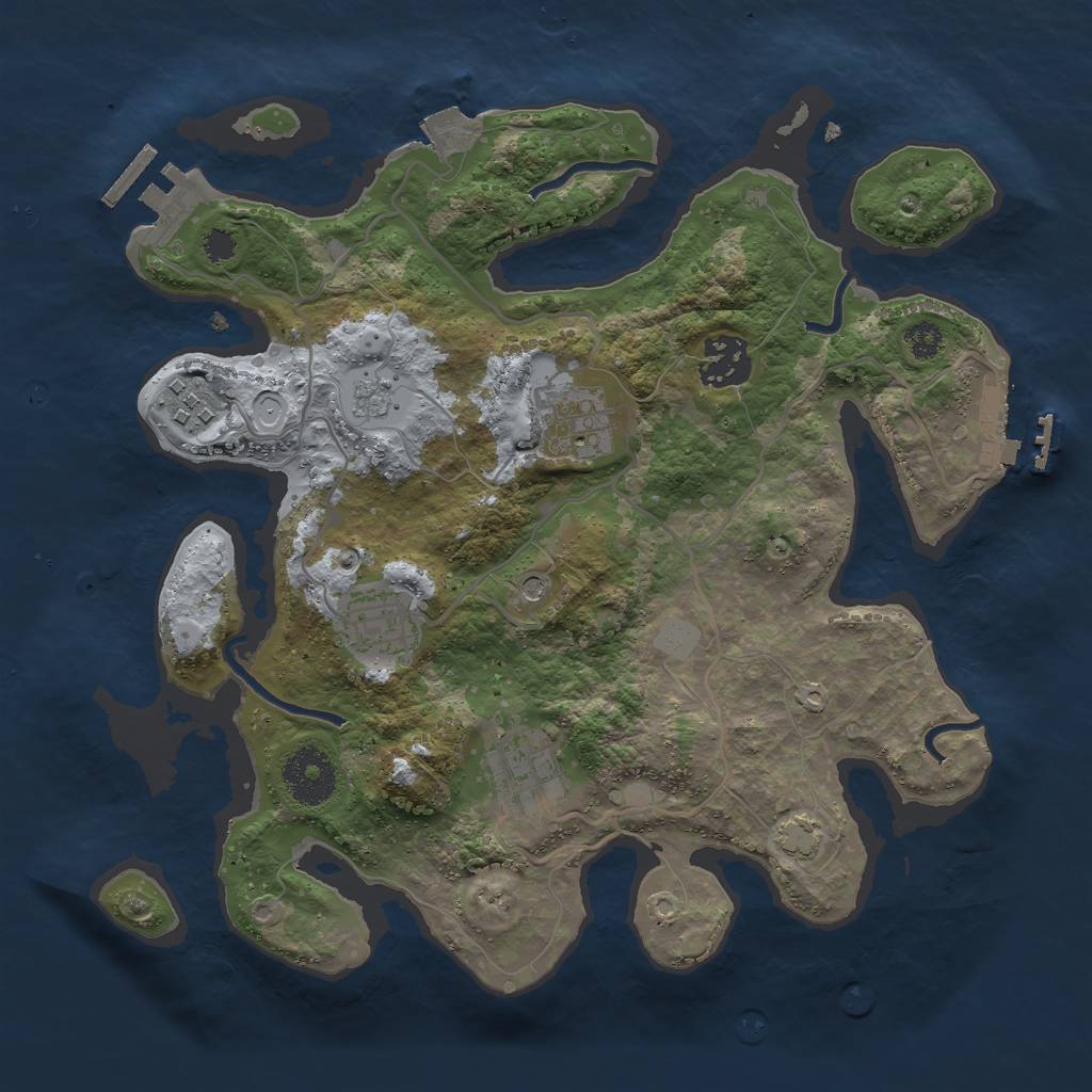 Rust Map: Procedural Map, Size: 3000, Seed: 2756675, 13 Monuments