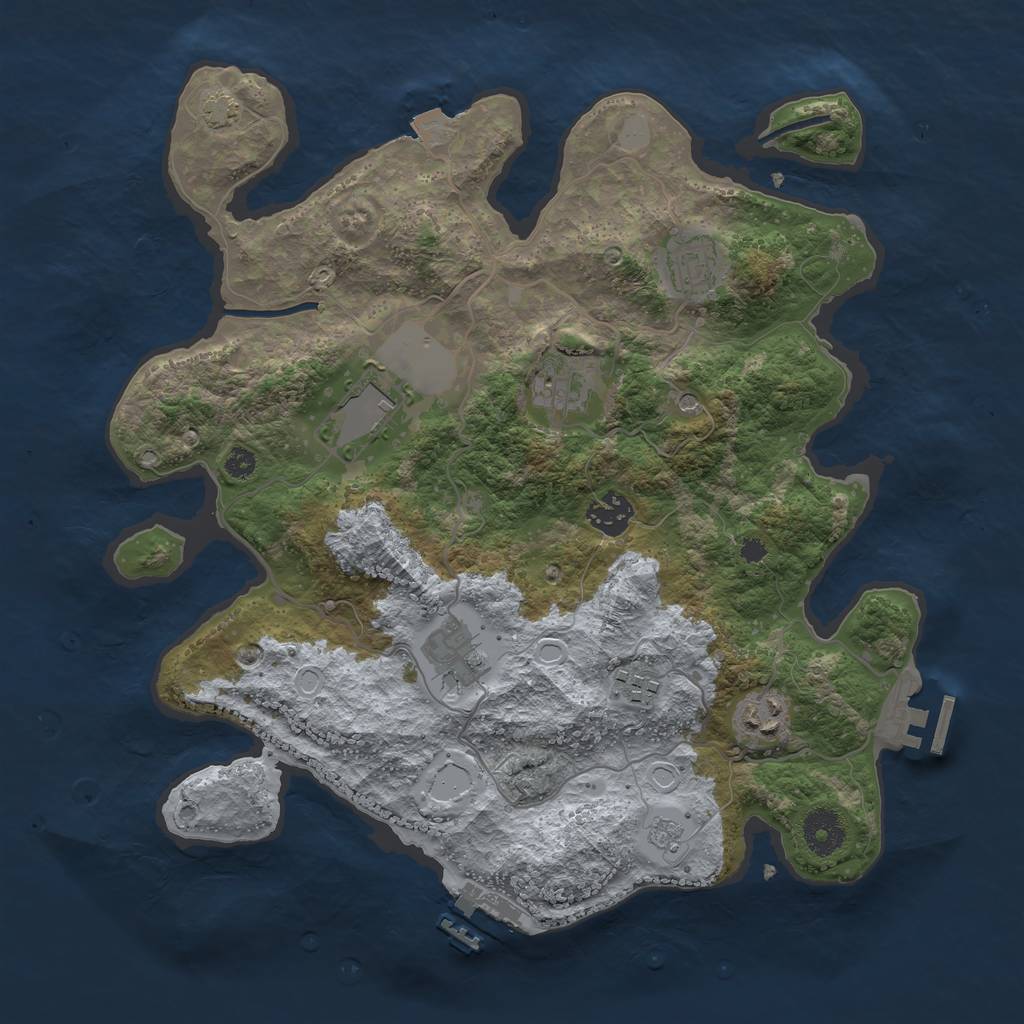 Rust Map: Procedural Map, Size: 3500, Seed: 2087524519, 15 Monuments