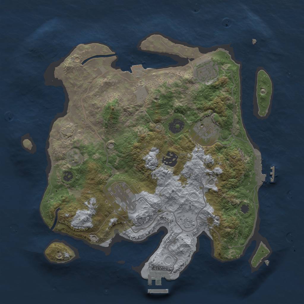 Rust Map: Procedural Map, Size: 3000, Seed: 742539462, 12 Monuments