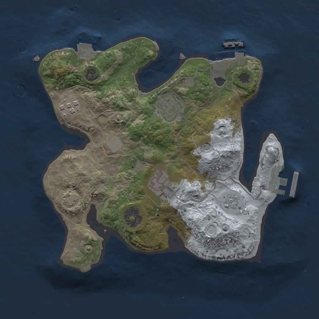 Rust Map: Procedural Map, Size: 2500, Seed: 2030405060, 11 Monuments