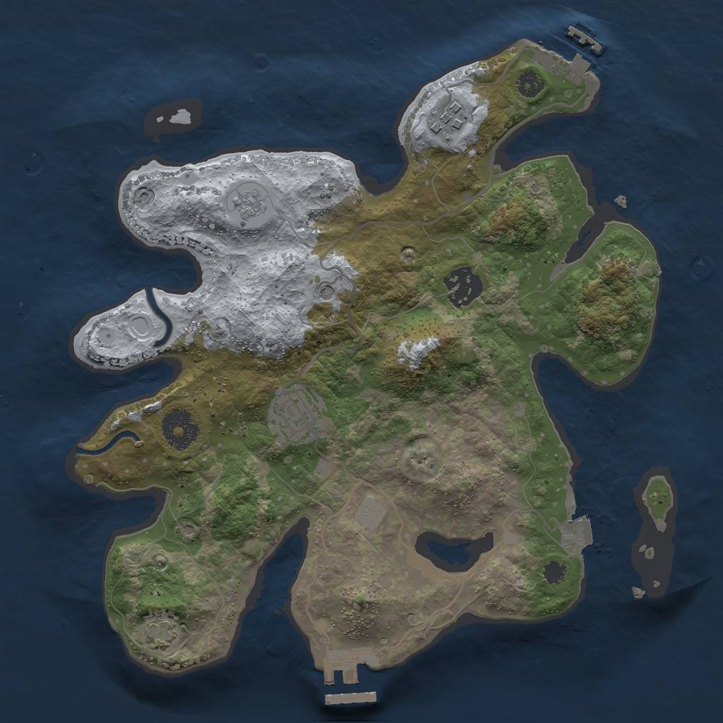 Rust Map: Procedural Map, Size: 2858, Seed: 1355359085, 11 Monuments