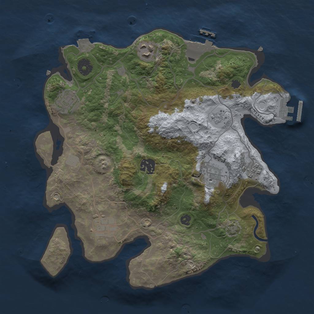 Rust Map: Procedural Map, Size: 3000, Seed: 397206446, 13 Monuments