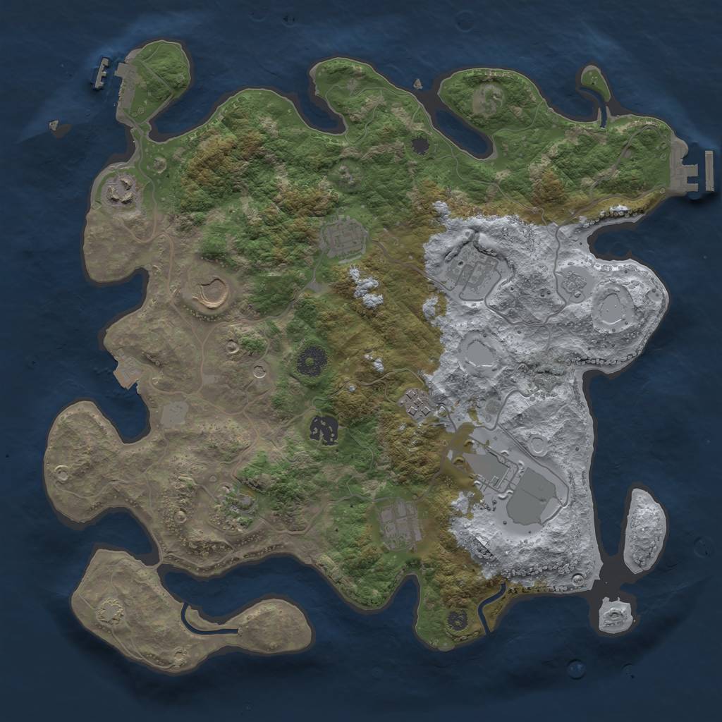 Rust Map: Procedural Map, Size: 3600, Seed: 10207, 17 Monuments