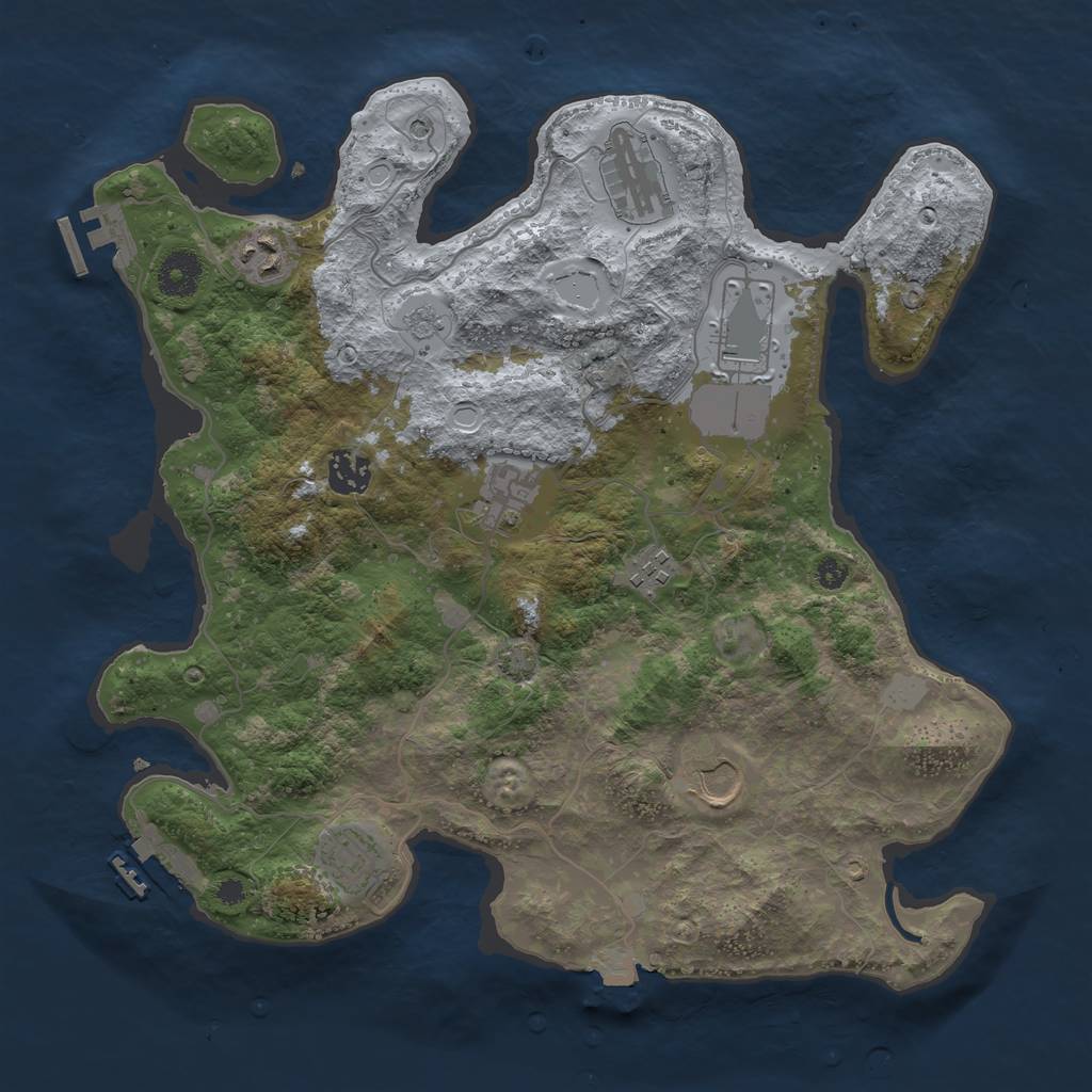 Rust Map: Procedural Map, Size: 3600, Seed: 20207, 16 Monuments