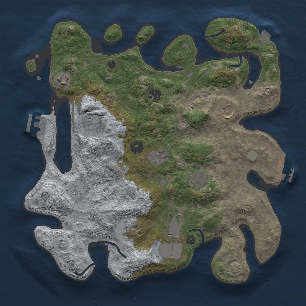 Rust Map: Procedural Map, Size: 3500, Seed: 106407704, 16 Monuments