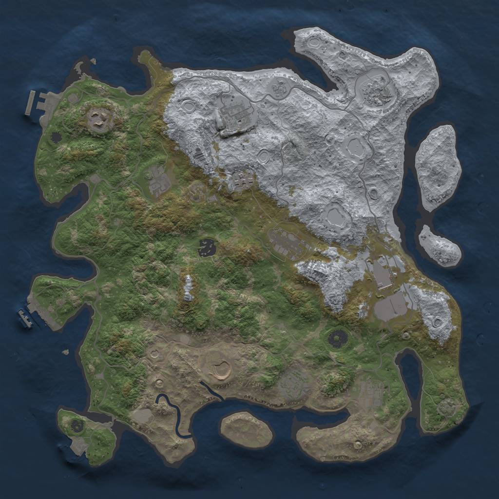 Rust Map: Procedural Map, Size: 4000, Seed: 2029485617, 19 Monuments