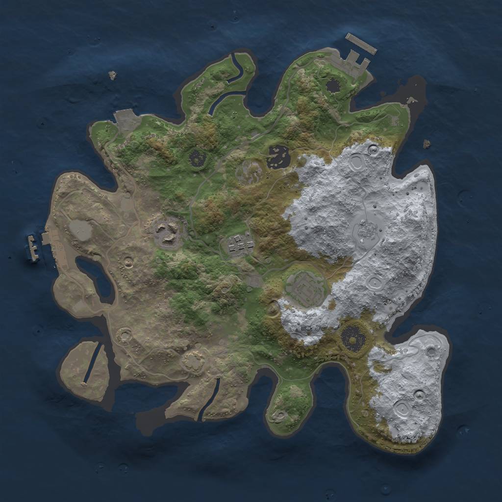 Rust Map: Procedural Map, Size: 3000, Seed: 25474, 11 Monuments