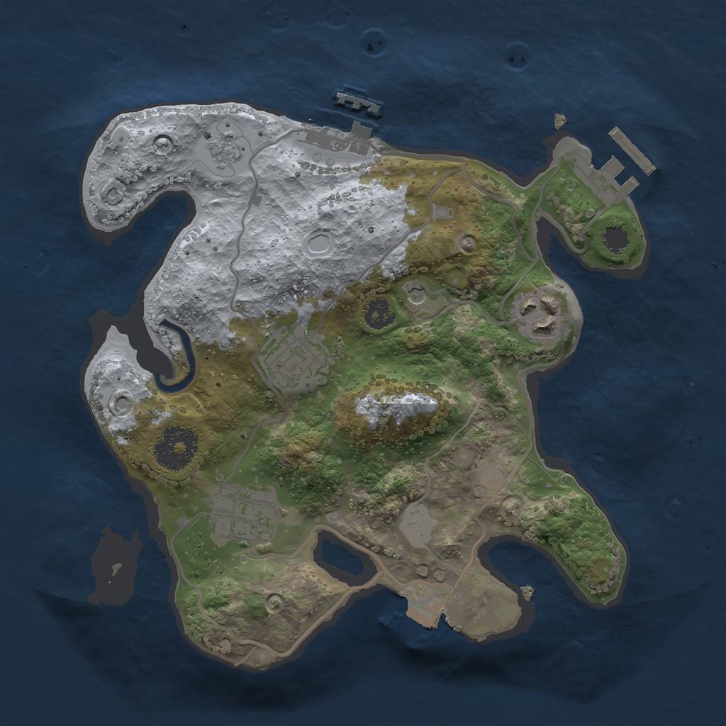 Rust Map: Procedural Map, Size: 2500, Seed: 624830907, 10 Monuments