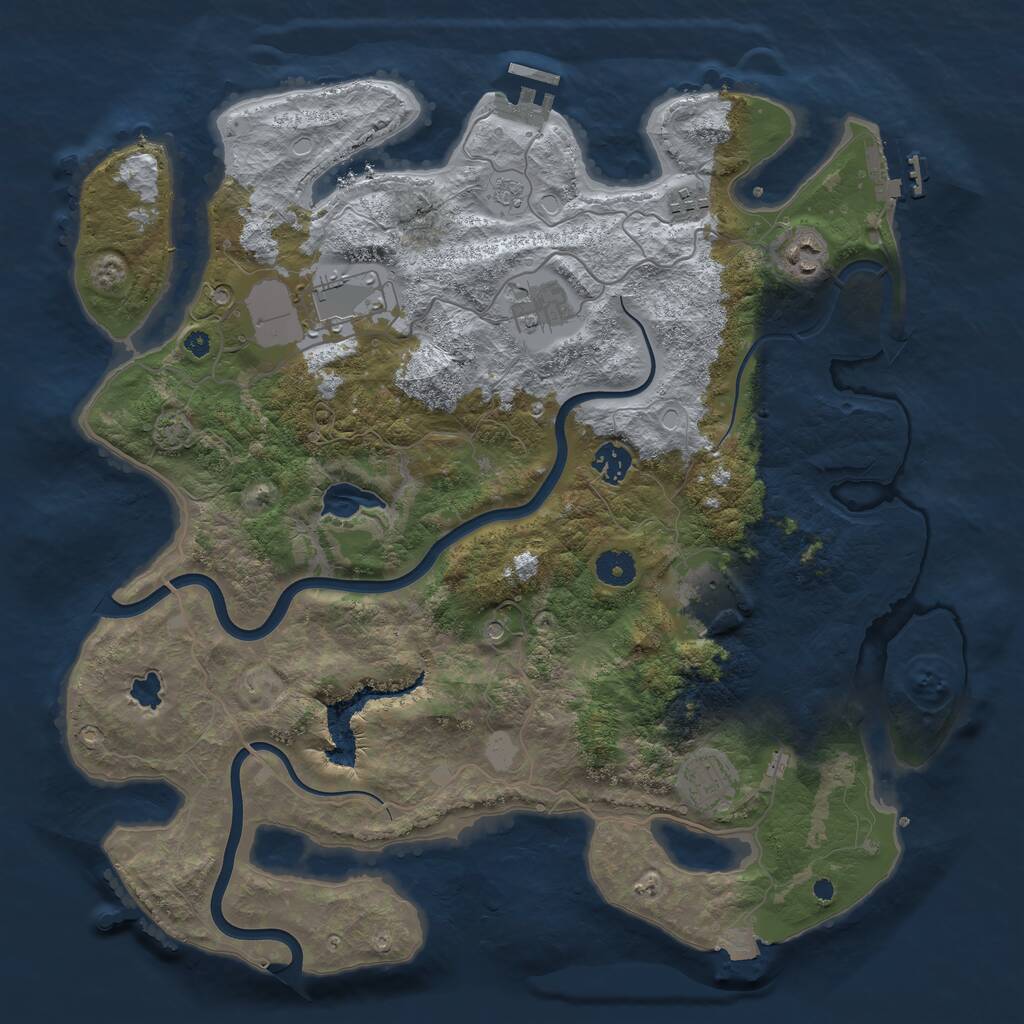 Rust Map: Procedural Map, Size: 4000, Seed: 1506036677, 13 Monuments