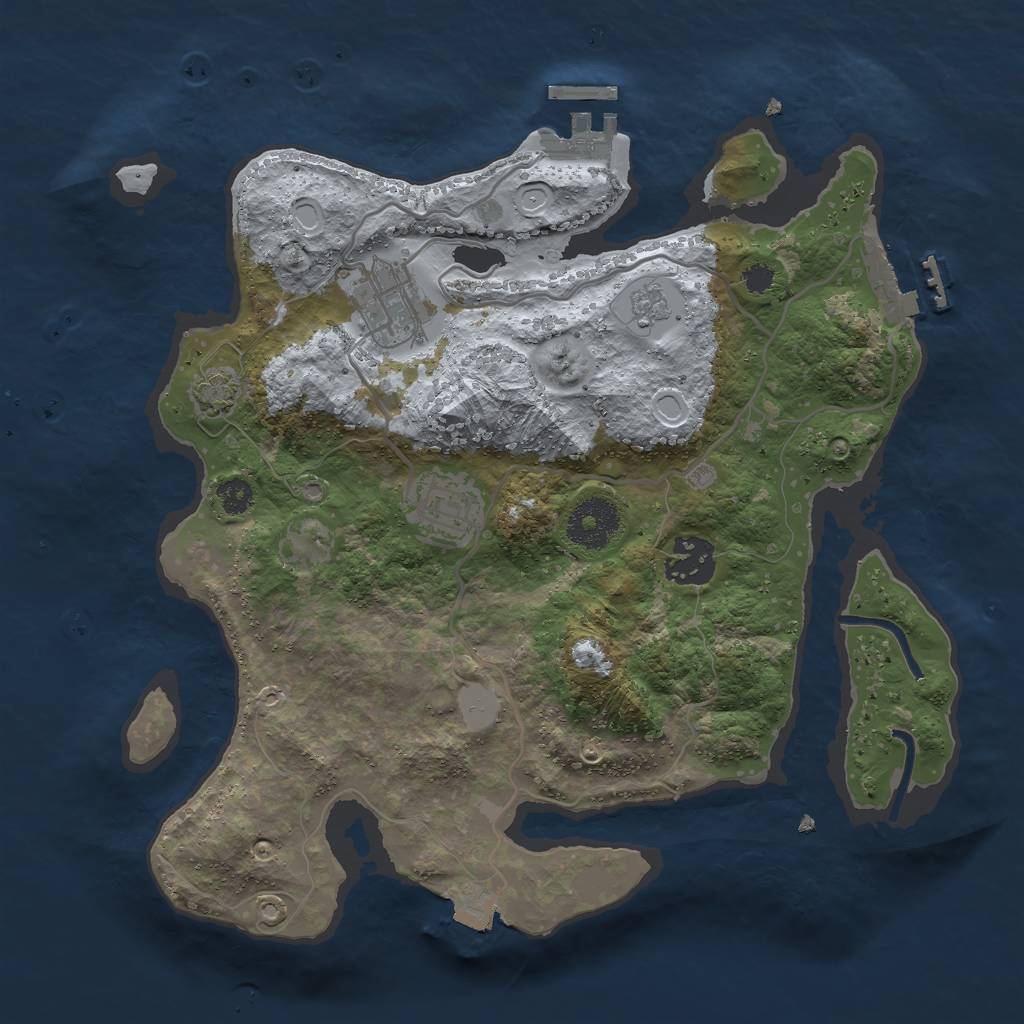 Rust Map: Procedural Map, Size: 3000, Seed: 192168, 10 Monuments
