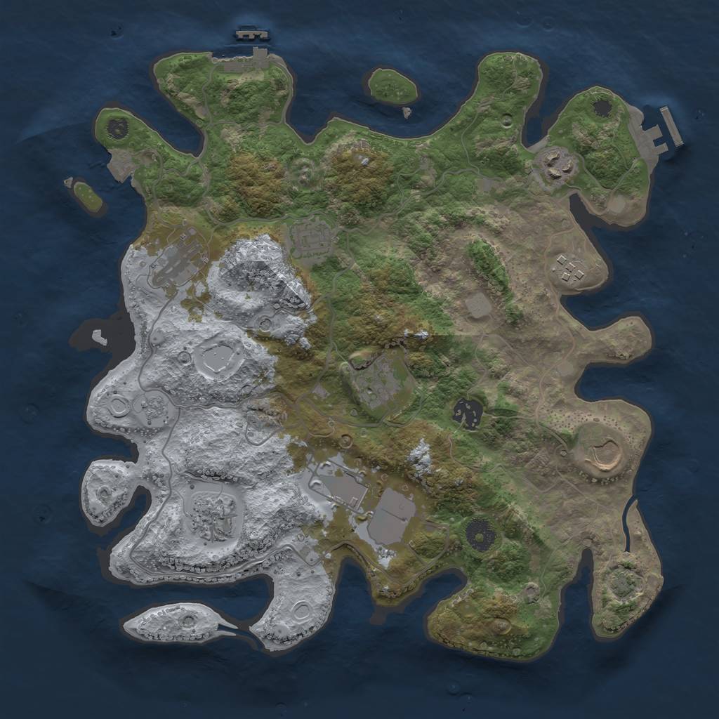 Rust Map: Procedural Map, Size: 3500, Seed: 716521407, 17 Monuments