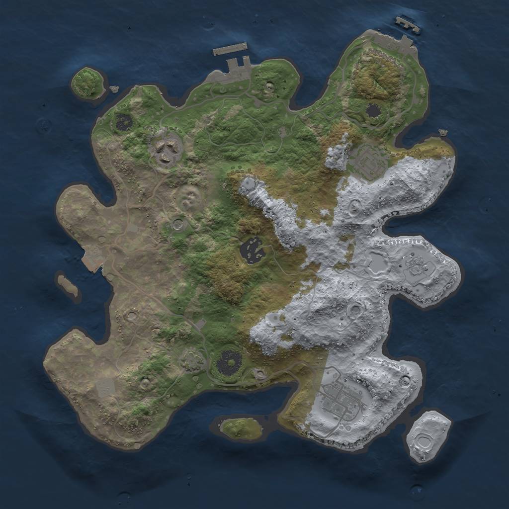 Rust Map: Procedural Map, Size: 3000, Seed: 1337668, 12 Monuments