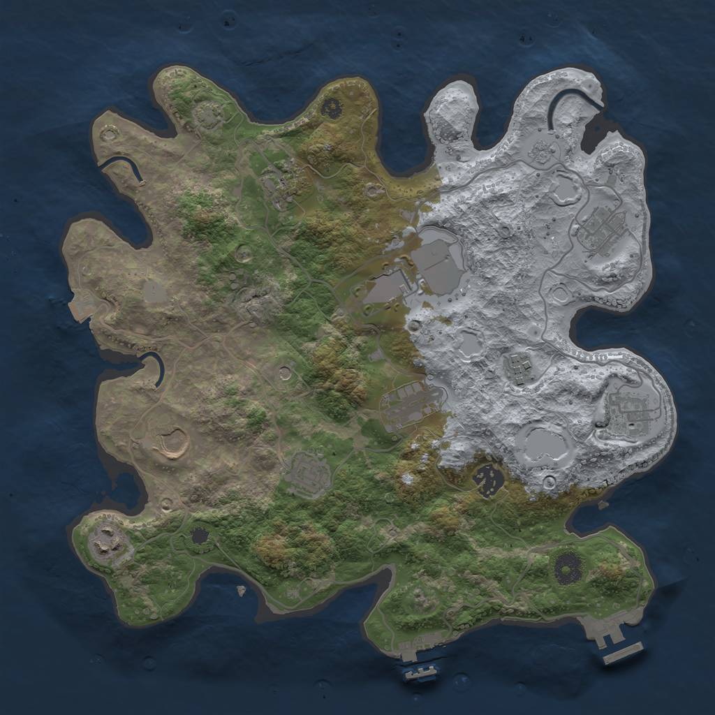 Rust Map: Procedural Map, Size: 3500, Seed: 914699842, 18 Monuments