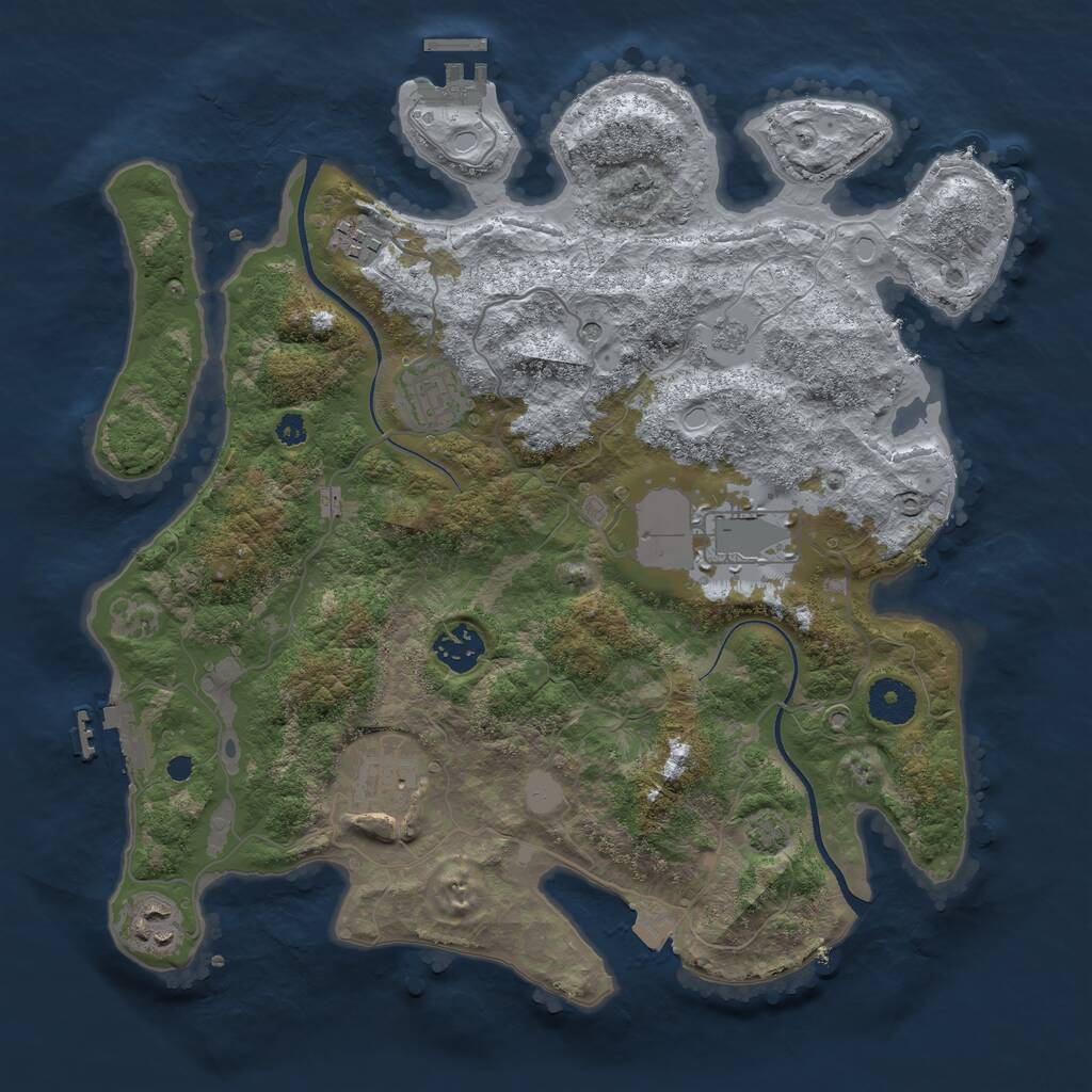 Rust Map: Procedural Map, Size: 3500, Seed: 5995, 12 Monuments