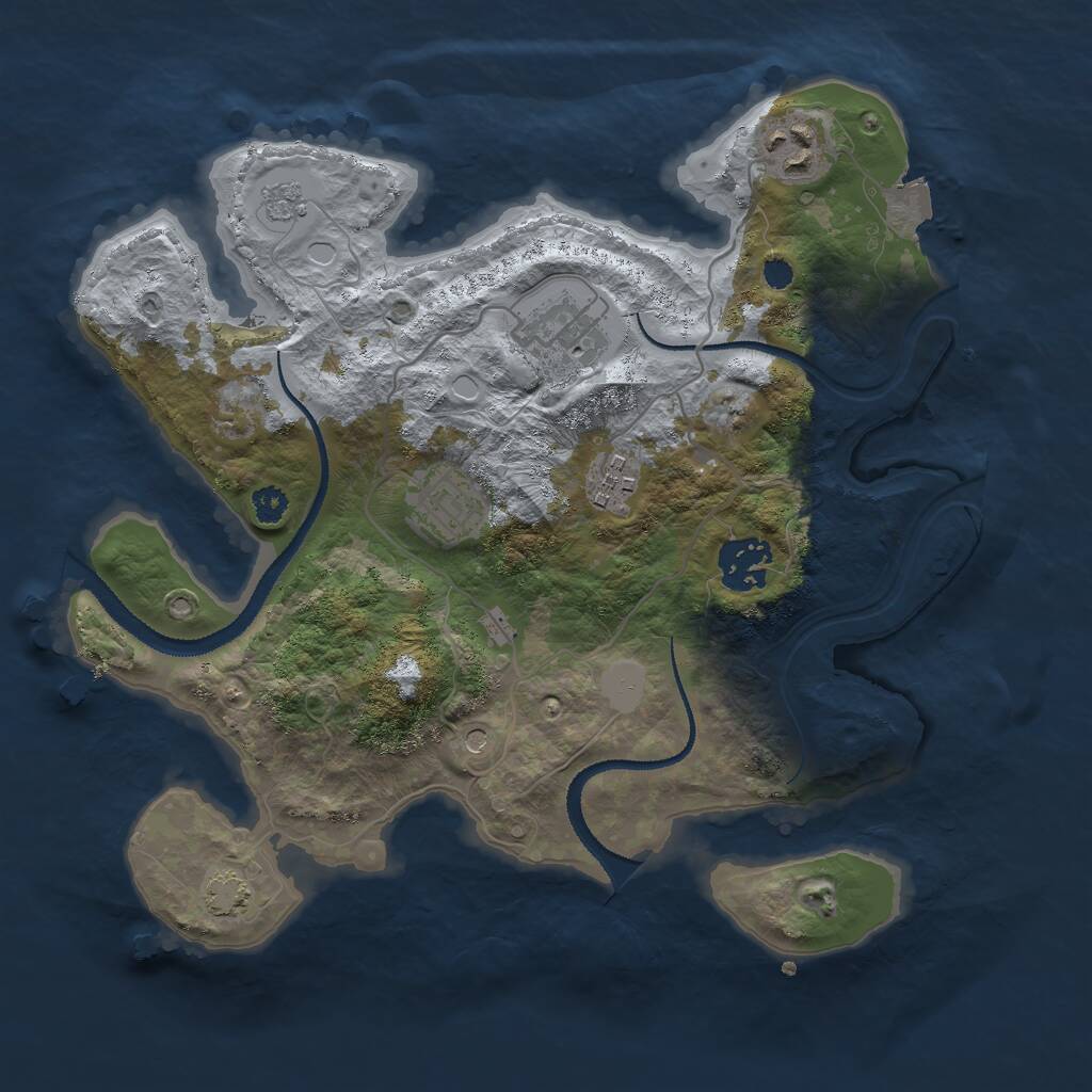 Rust Map: Procedural Map, Size: 3000, Seed: 91659, 9 Monuments