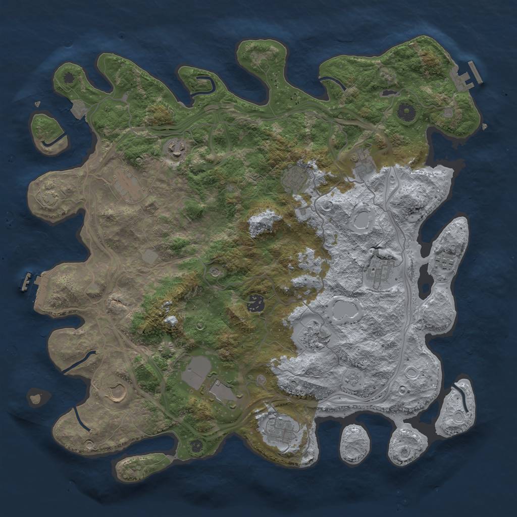 Rust Map: Procedural Map, Size: 4250, Seed: 969280175, 19 Monuments